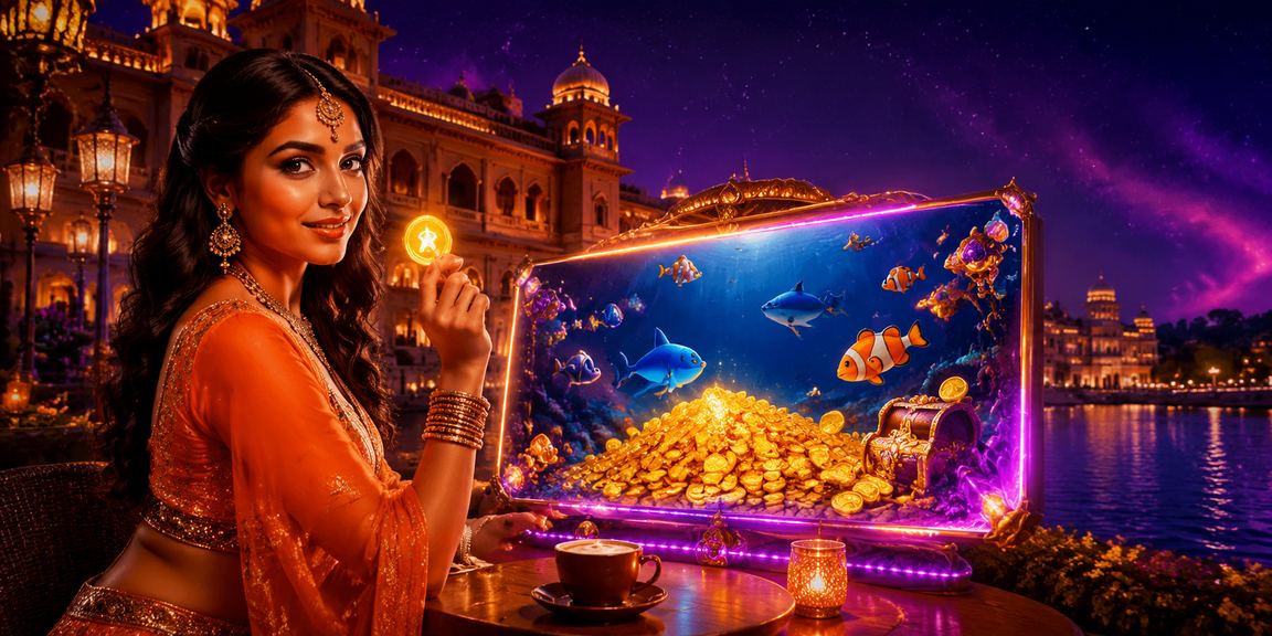 Real-time live casino player playing fishing arcade game